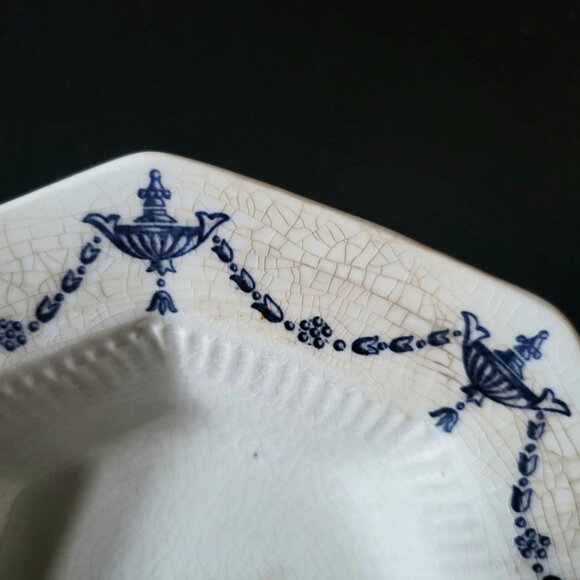 Vintage Castleton Independence Ironstone Octagonal Bowl Blue and White Garland - Picture 3 of 7